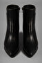 Women's Black Vegan Leather Zippered Pointed Toe Stiletto Heeled Ankle Boots - 4