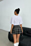 Women's White Batwing Sleeve Waist-Fitted Cotton T-shirt - 5