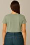 Crew Neck Short Sleeve Crop Rib Tshirt Nile Green - 2