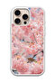 Protective Case Cover For APPLE IPHONE 16 Pro Pink flowers (White Bumper)