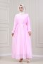 Pera Dress with Lace-Up Waist-Pink - 4