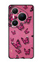 Case Compatible with Huawei Pura 80 Pro 6.8 Inch Protection Shockproof Bumper Cover Pink Butterflies
