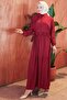 Bolero Ruffle Waist Elastic Dress Burgundy Hm2804 - 7