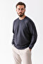 Men's Crew Neck Basic Relaxed Fit Sweatshirt Anthracite - 25K 1066 - 6