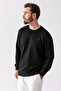 Men's Crew Neck Basic Relaxed Fit Sweatshirt Black - 25K 1066 - 3