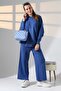 Round Neck Long Sleeve Plain Basic Sweater Elastic Waist Pipe Leg Pants Double Knitwear Set
