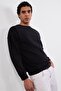Men's Regular Fit Crew Neck Black Sweatshirt - 4