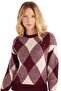 Women's Slim Fit Slim Fit Crew Neck Patterned Burgundy Sweater - 4