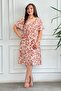 Square Neck Patterned Viscon Dress - 2