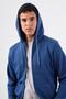 Men's Regular Fit Hooded Light Navy Blue Sweatshirt - 3