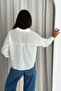 Women's White Striped Loose Shirt – Pocketed & Lightweight Textured - 5