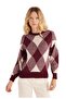 Women's Slim Fit Slim Fit Crew Neck Patterned Burgundy Sweater - 5