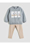 Crew Neck Long Sleeve Printed Baby Boy Sweatshirt and Sweatpants Set of 2