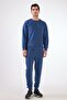 Men's Regular Fit Crew Neck Light Navy Blue Sweatshirt - 2