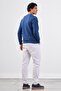 Men's Regular Fit Crew Neck Light Navy Blue Sweatshirt - 4
