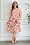 Square Neck Patterned Viscon Dress