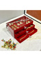 Red Jewelry Box with 3 Tier Velvet Drawers - 3