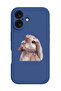 iPhone 16 Blue Protective Liquid Silicone Shockproof Case - Rabbit