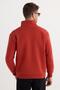 Unisex Relax Fit Relaxed Cut Cotton Fleece Inside Half Zip Red Stand Collar Sweatshirt - 7
