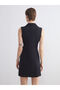 Black Double Breasted Collar Metal Buckle Mini Jacket Dress - 4