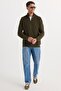 Men's Slim Fit Slim Fit Zippered Khaki Stand Collar Knitwear Sweater - 4