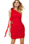Women's One Shoulder Mini Dress Rose Detail Ruffled Summer Special Occasions Summer Indispensable