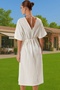 Women's Muslin Beach Dress V-Neck Raglan Sleeve Midi Length Cotton Summer Summer Indispensable - 5