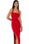 Women's Bodycon Midi Dress Finike Woven Square Collar Summer Special Occasions Summer Indispensable