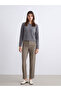 Khaki Slim Fit Pleated Women's Trousers