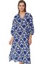 Women's Midi Length V-Neck Wide Fit Cotton Dress Summer Comfortable Daily Use Modern Design