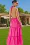 Women S Maxi Striped Woven Dress with Ruffle Details Summer Casual Style Summer Essential - 4