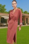 Women's Midi Length Flared Cotton Beach Dress One Sleeve Embroidery Detail Summer Summer Indispensable - 3