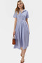 Women's Striped Midi Dress Half Placket Detail Casual Summer Weekend Summer Essential - 3