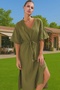 Women's Muslin Beach Dress V-Neck Raglan Sleeve Midi Length Cotton Summer Summer Indispensable - 3