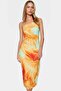 Women's Midi Length One Shoulder Dress Patterned Comfortable Fit Daily and Special Occasions Quality Material - 3