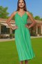 Women's Pleated Midi Dress Floral Print V Neck Thin Strap Summer Casual Summer Essential - 3