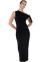 Women's Maxi Knitted Dress One Shoulder Asymmetric Collar Stylish Design Modern Style Durable Material