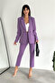 Purple Double-Breasted Blazer Jacket and Carrot Pants Suit