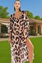 Women's Chiffon Maxi Beach Dress Leopard Print Tie Collar Comfortable Fit Summer Daily Use - 3