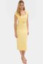 Women's Midi Dress with Belt Square Collar Short Sleeve Woven Fabric Business and Daily Durable Material - 4