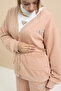 Beige Logo Detailed Buttoned Cardigan Girls' Slit 3-Piece Horse-Top Set 21377 - 4