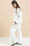 White Logo Detailed Buttoned Cardigan Girl's Slit 3-Piece Horse-Top Set 21375 - 6