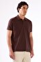 Men's Slim Fit Polo Collar Brown T-Shirt - 2