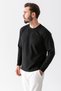Men's Crew Neck Textured Cotton Sweatshirt Black - 5714 - 3