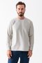 Men's Crew Neck Textured Cotton Sweatshirt Ash - 5714