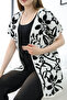 V-Neck Unlined Jacquard Panel Floral Patterned Seasonal Knitwear Vest Cardigan - 3