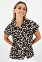 Women's Leopard Print Short Sleeve Shirt – Stylish and Trendy - 2