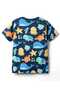 Cotton Knit Half Sleeves Co-rds Night Suit With Fish Print - Navy Blue - 3