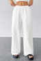 Women's White Loose Cut Pocket Wide Leg Drape Pants - 6