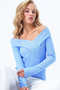 Women's Blue Wide Collar Ottoban Blouse Alc-X14342